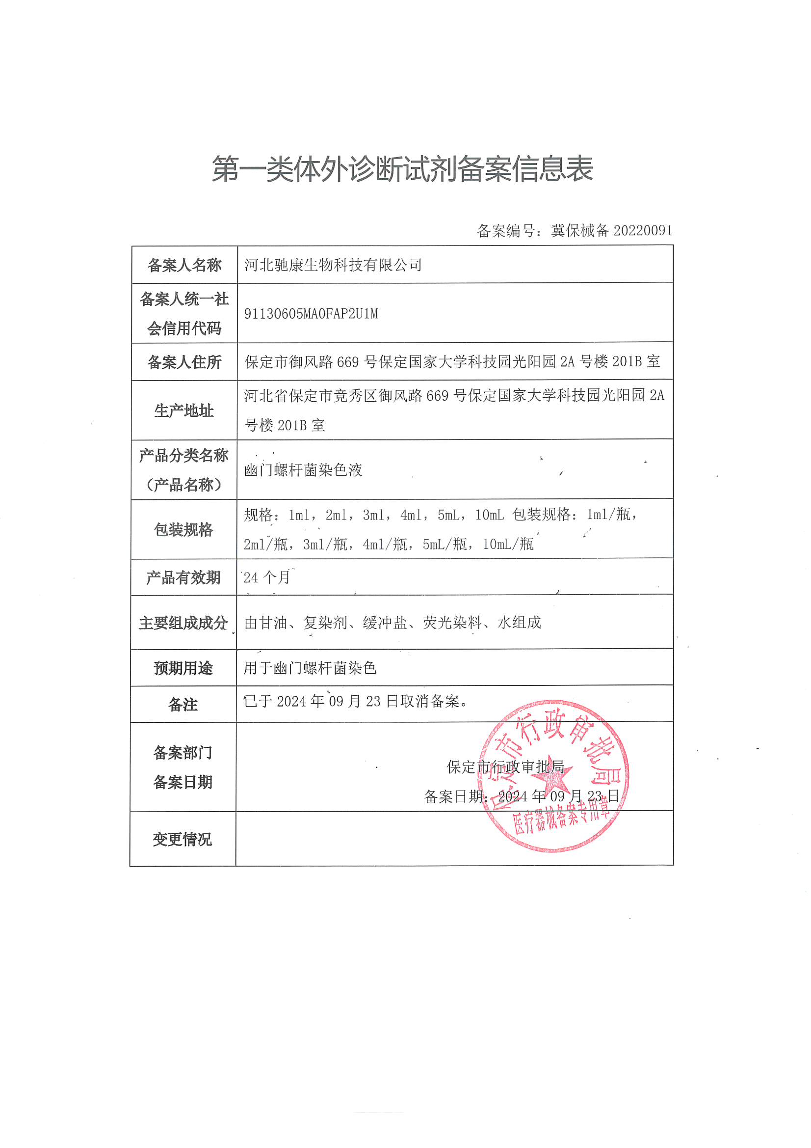 一类医疗器械产品备案公示